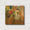 'Floral Cat' By St. Hilaire Elizabeth Gold Metal Wall Art