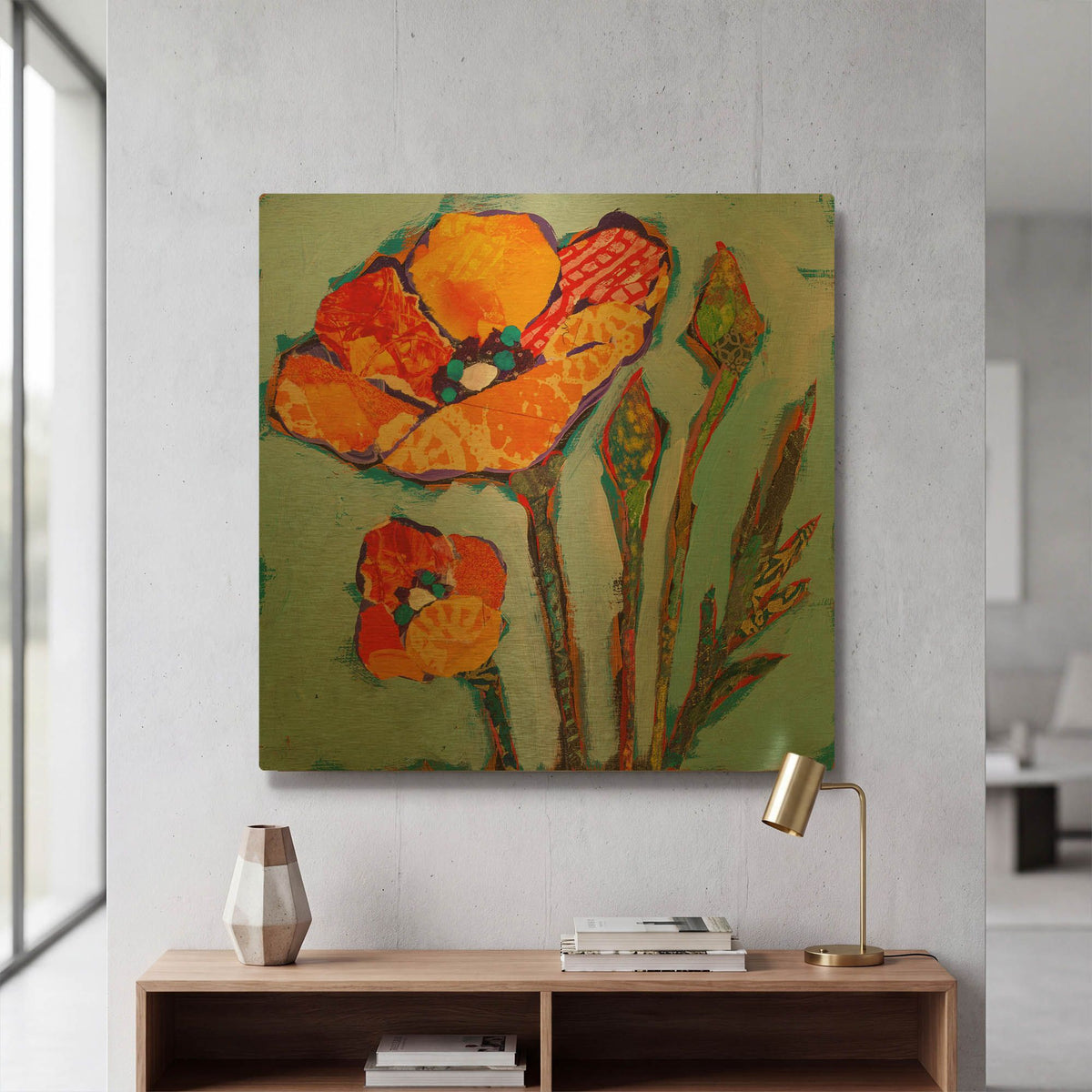 'Poppy 5' By St. Hilaire Elizabeth Gold Metal Wall Art