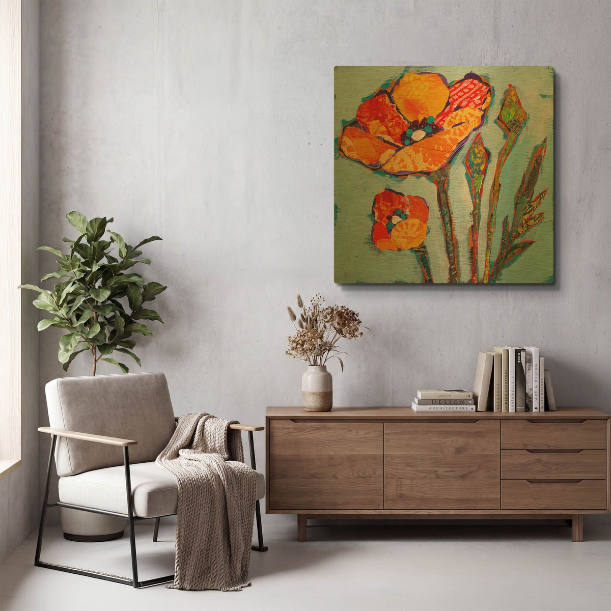 'Poppy 5' By St. Hilaire Elizabeth Gold Metal Wall Art