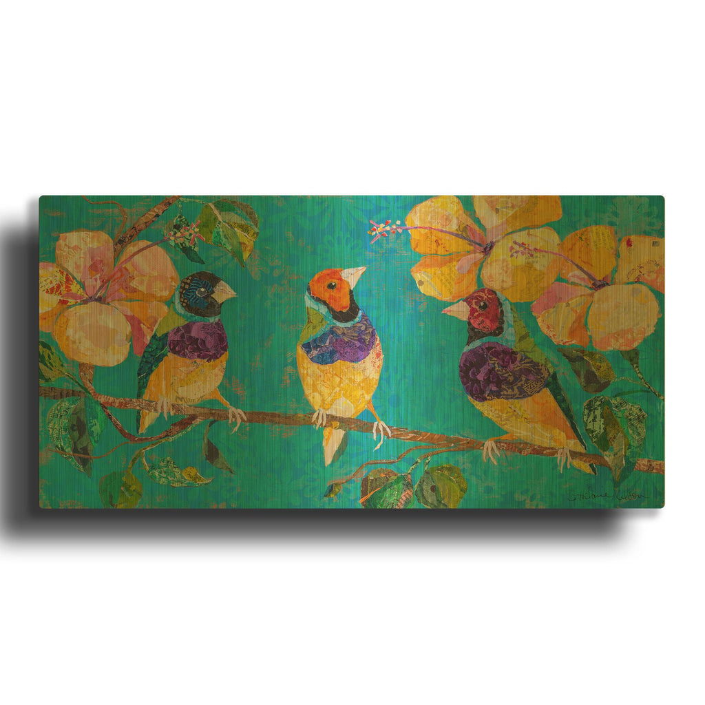 'Tropical Finches' By St. Hilaire Elizabeth Gold Metal Wall Art