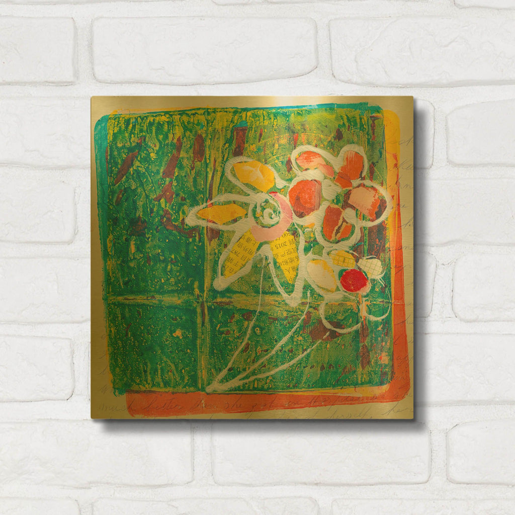 'Leafy Blooms' By St. Hilaire Elizabeth Gold Metal Wall Art