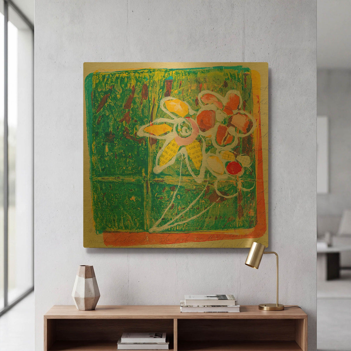 'Leafy Blooms' By St. Hilaire Elizabeth Gold Metal Wall Art