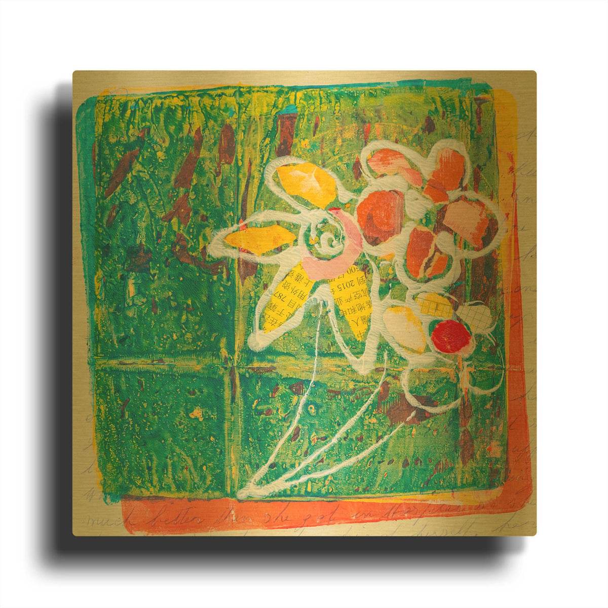 'Leafy Blooms' By St. Hilaire Elizabeth Gold Metal Wall Art