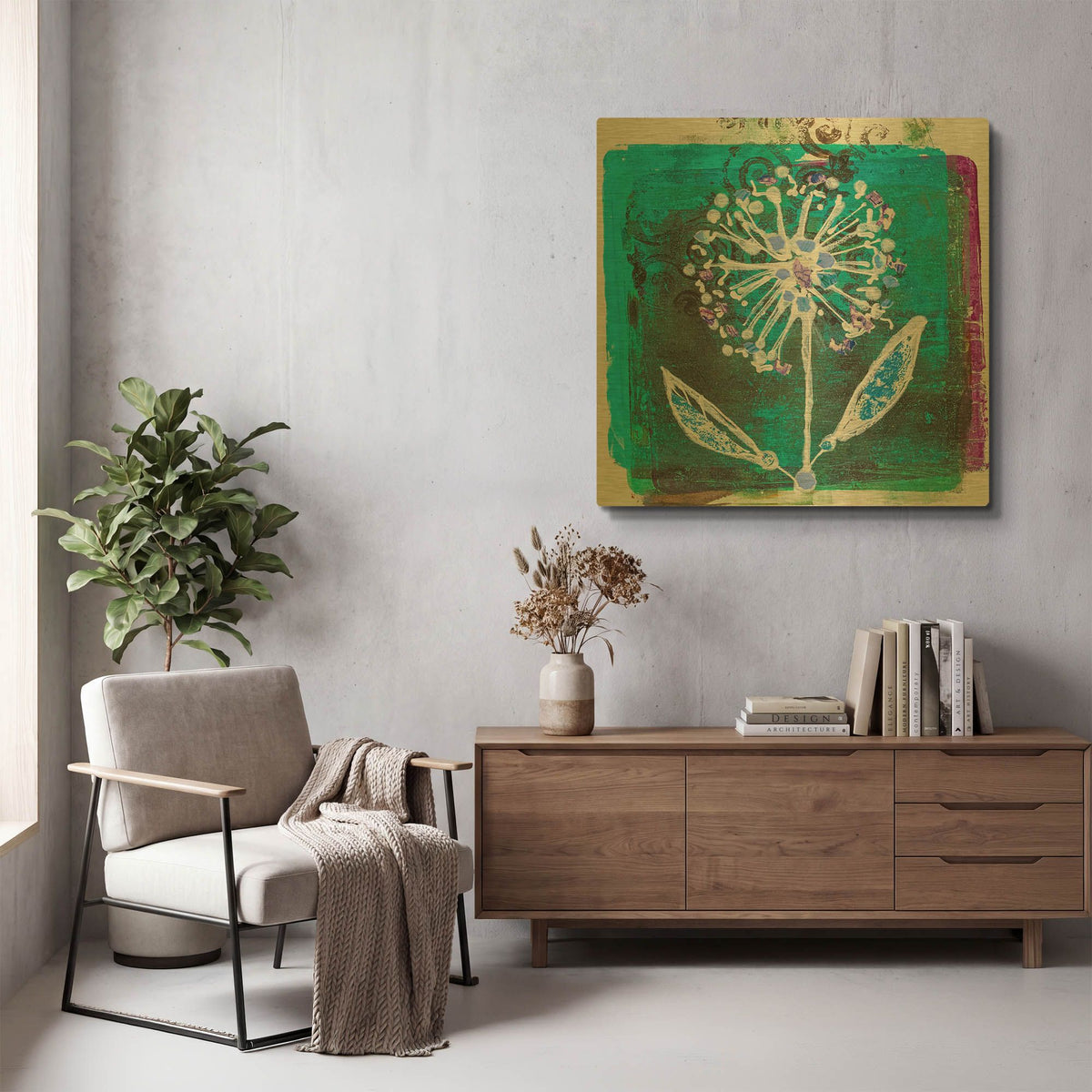 'Dandilion Blooms' By St. Hilaire Elizabeth Gold Metal Wall Art