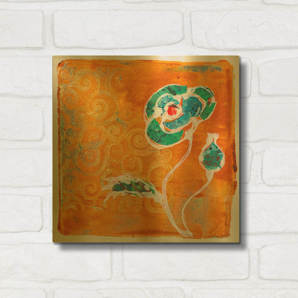 'Orange Blooms' By St. Hilaire Elizabeth Gold Metal Wall Art