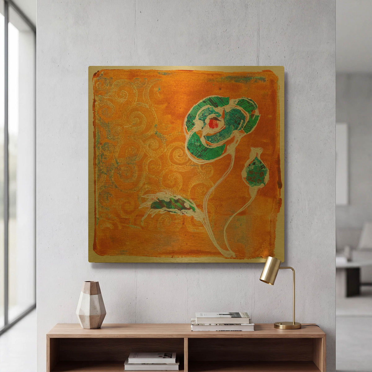 'Orange Blooms' By St. Hilaire Elizabeth Gold Metal Wall Art
