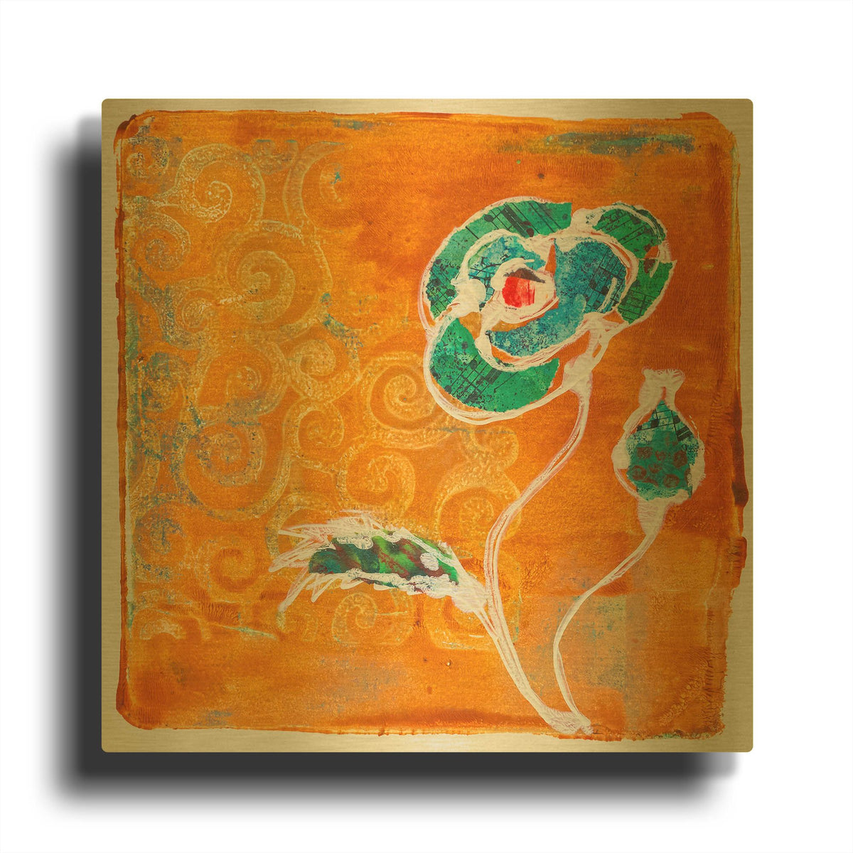 'Orange Blooms' By St. Hilaire Elizabeth Gold Metal Wall Art