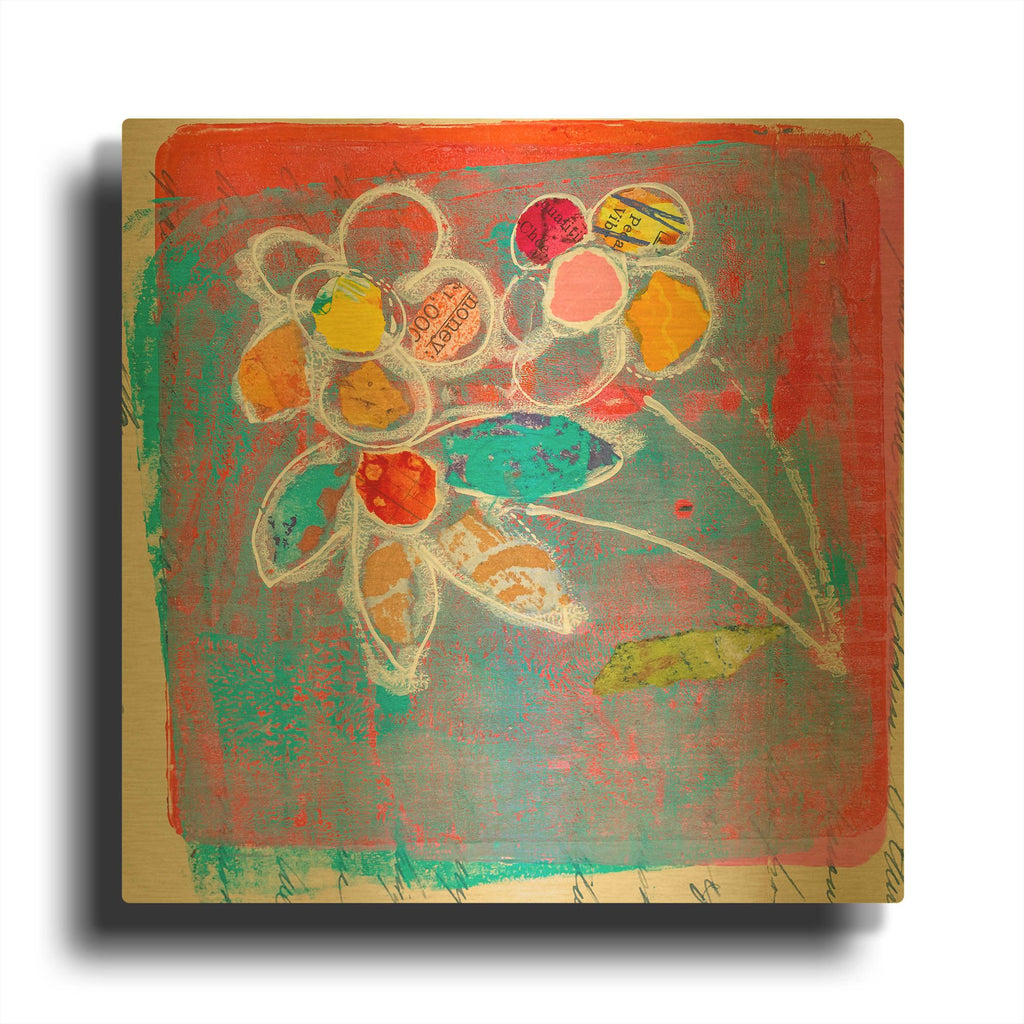'Pastel Blooms' By St. Hilaire Elizabeth Gold Metal Wall Art