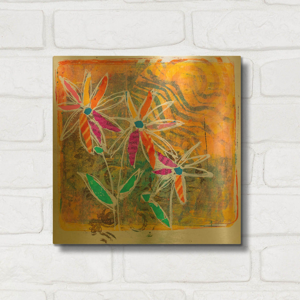 'Sunny Blooms' By St. Hilaire Elizabeth Gold Metal Wall Art