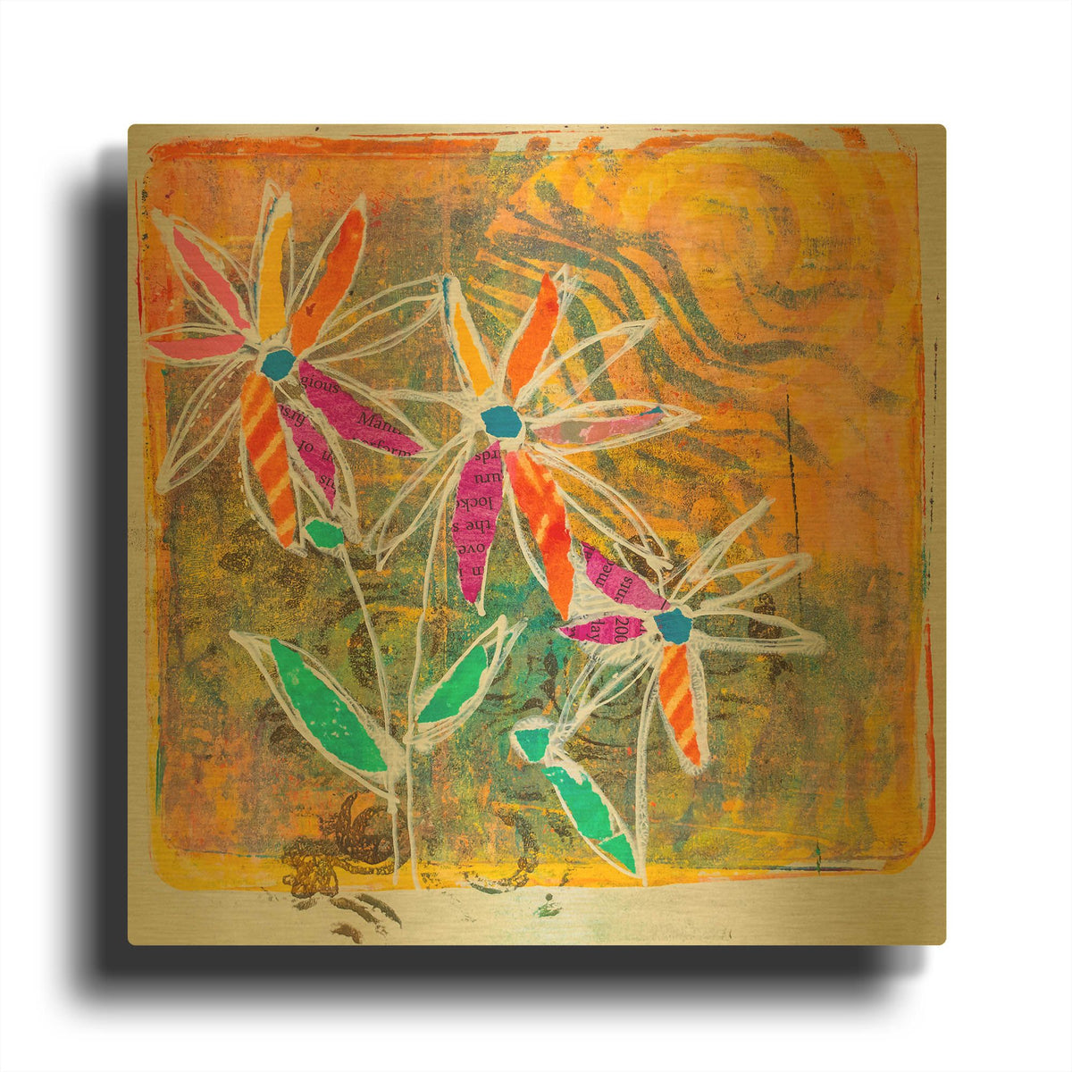 'Sunny Blooms' By St. Hilaire Elizabeth Gold Metal Wall Art