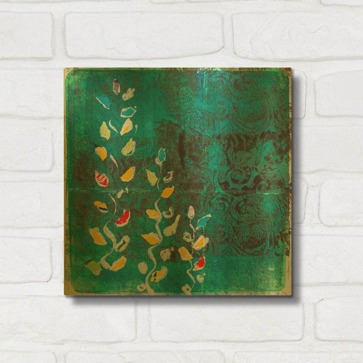 'Aqua Blooms' By St. Hilaire Elizabeth Gold Metal Wall Art