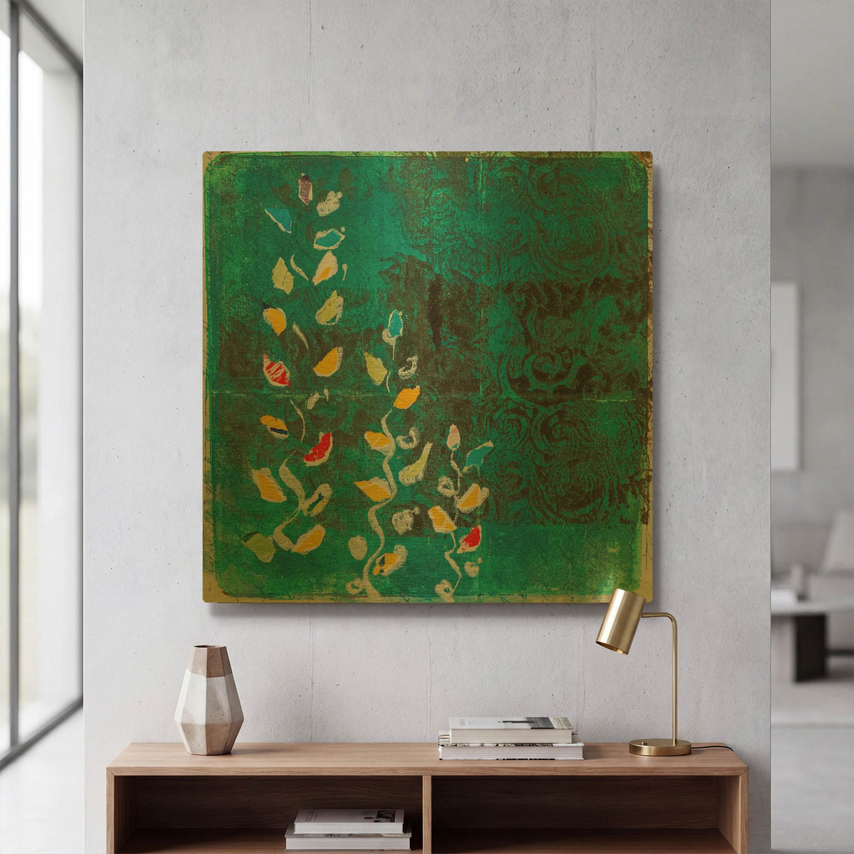 'Aqua Blooms' By St. Hilaire Elizabeth Gold Metal Wall Art