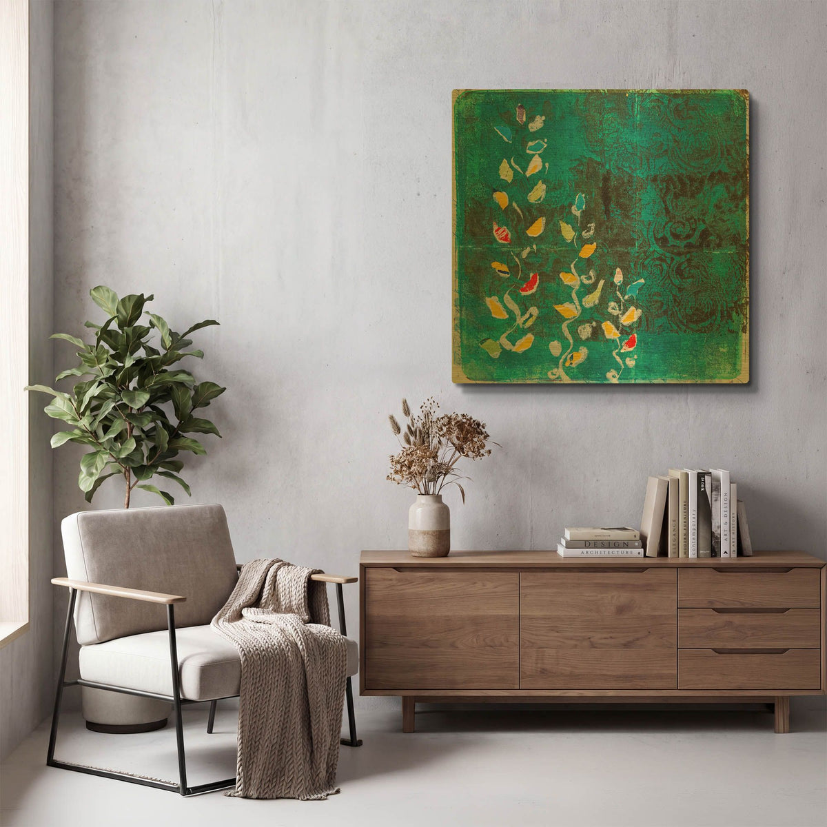 'Aqua Blooms' By St. Hilaire Elizabeth Gold Metal Wall Art