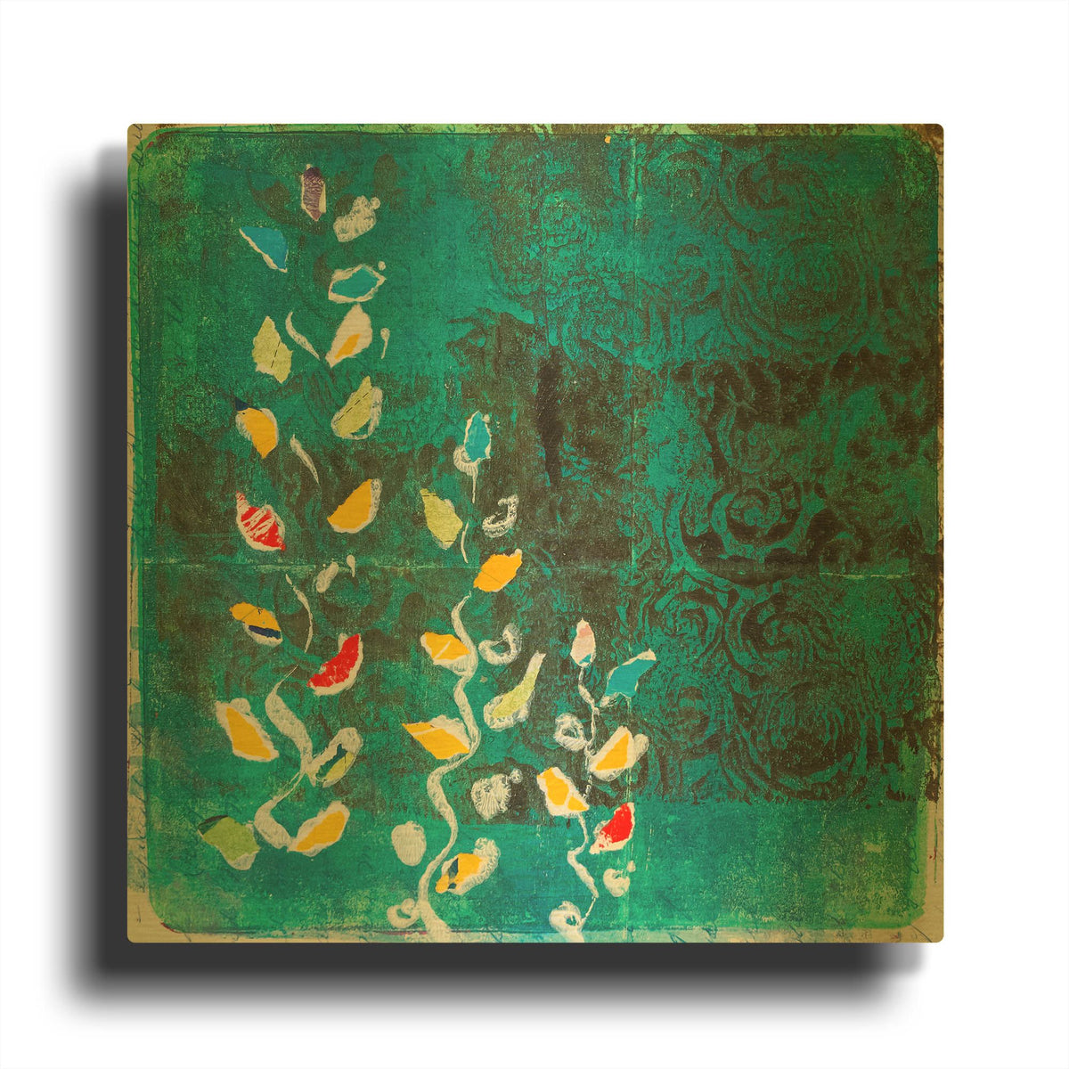 'Aqua Blooms' By St. Hilaire Elizabeth Gold Metal Wall Art