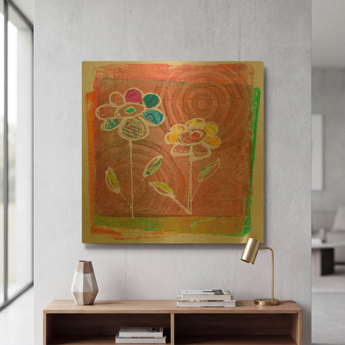 'Salmon Blooms' By St. Hilaire Elizabeth Gold Metal Wall Art