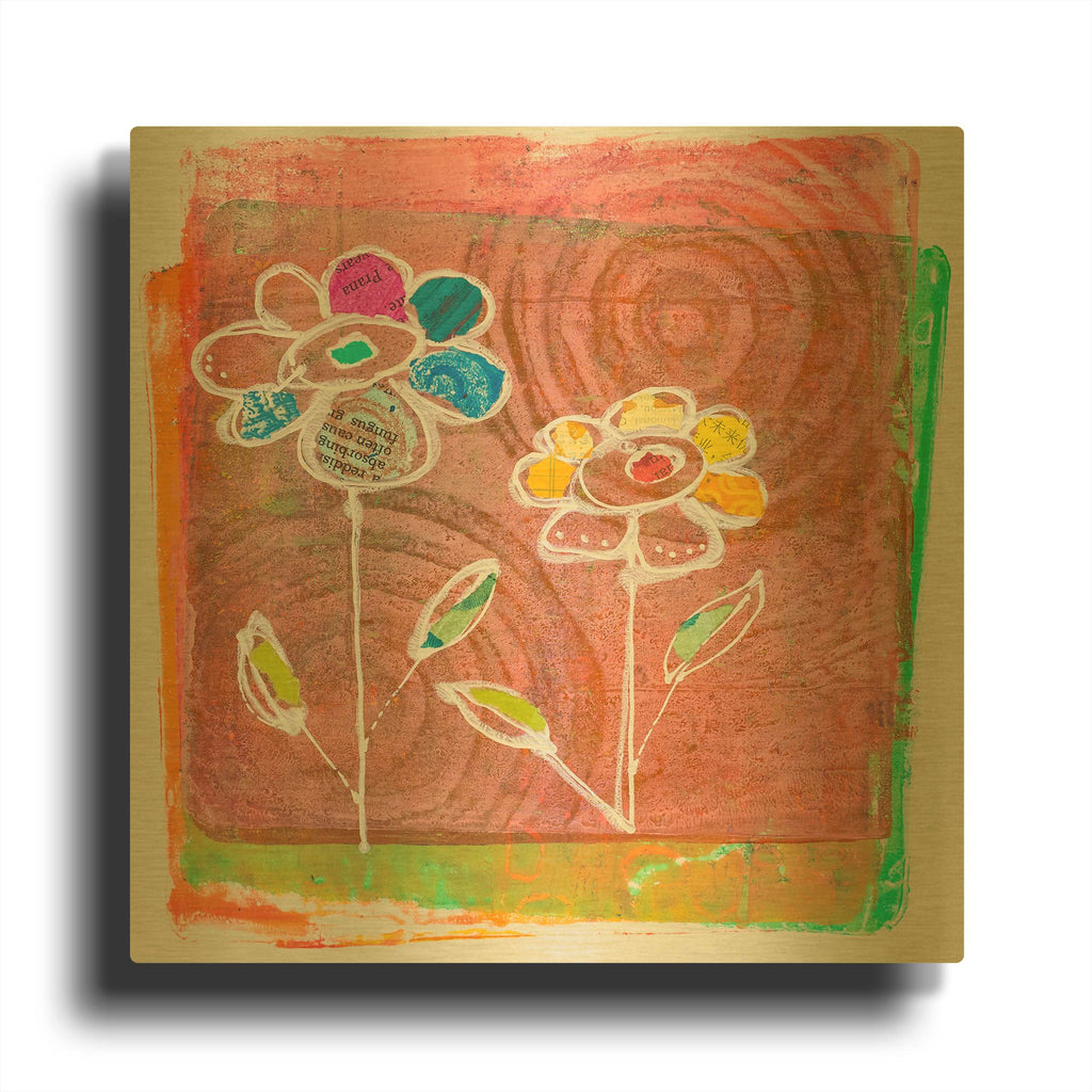 'Salmon Blooms' By St. Hilaire Elizabeth Gold Metal Wall Art