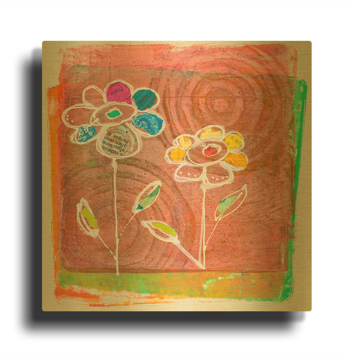 'Salmon Blooms' By St. Hilaire Elizabeth Gold Metal Wall Art