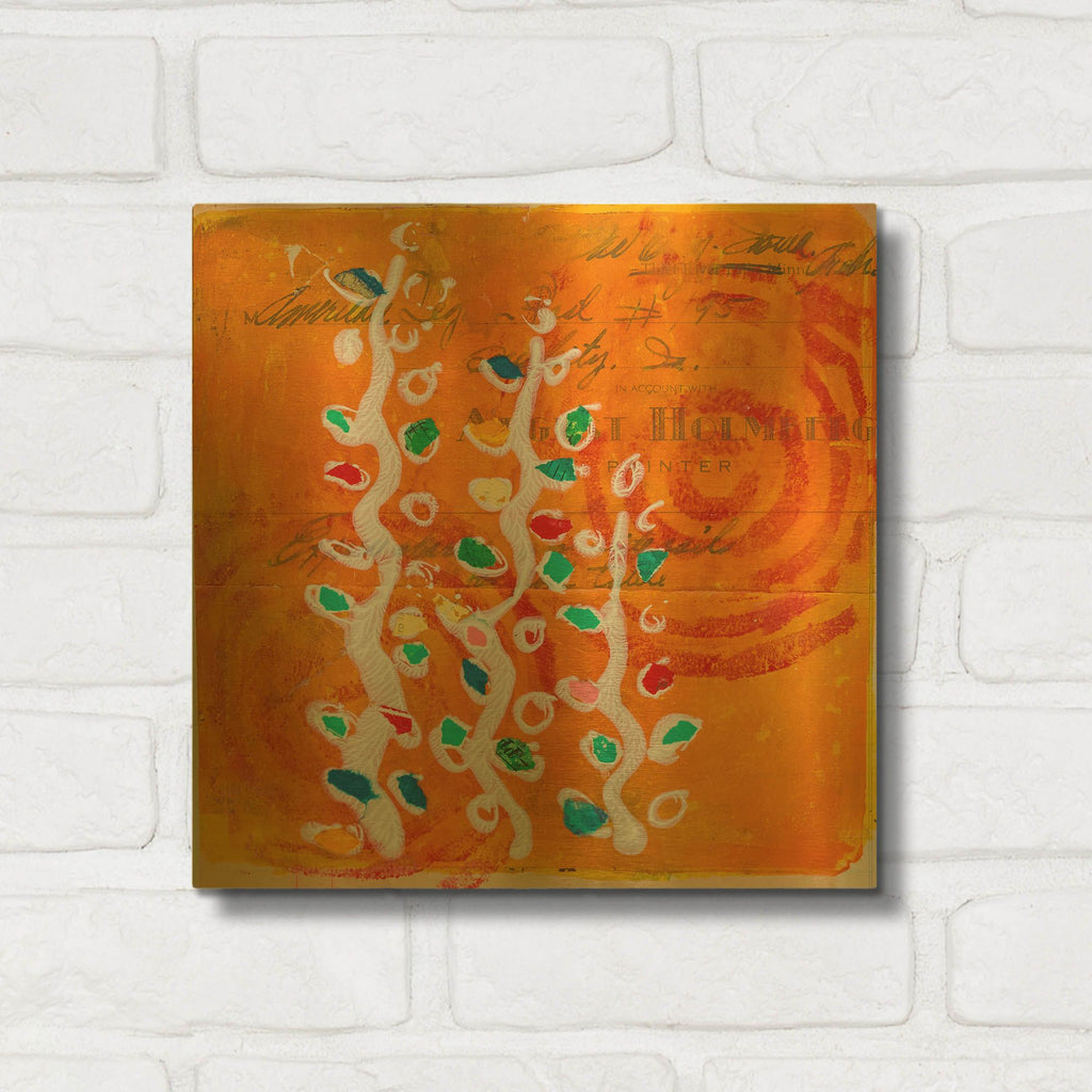 'Orange Spiral Blooms' By St. Hilaire Elizabeth Gold Metal Wall Art