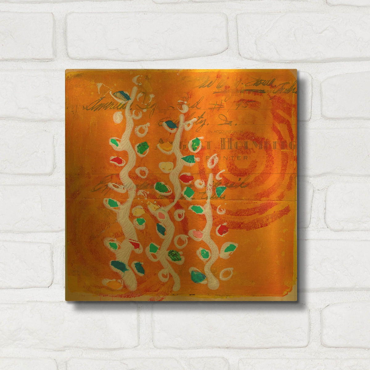 'Orange Spiral Blooms' By St. Hilaire Elizabeth Gold Metal Wall Art