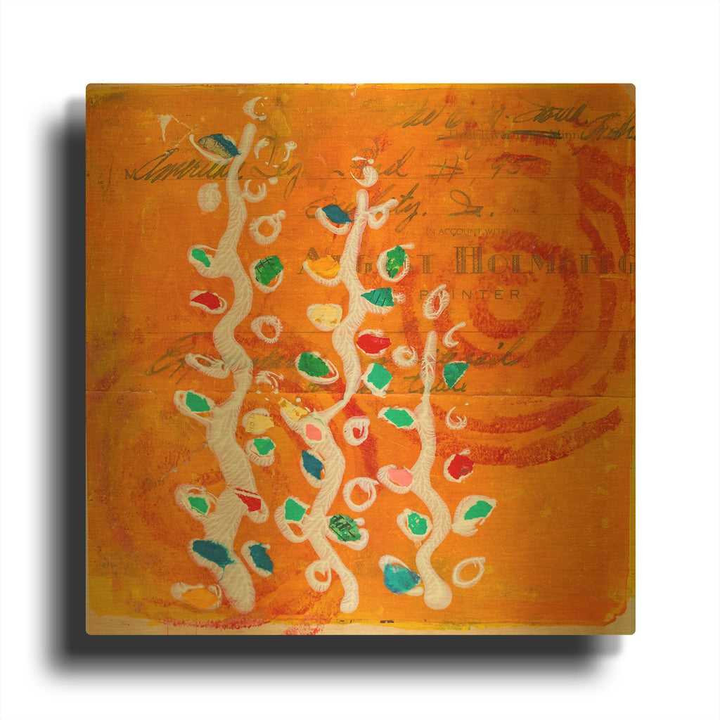 'Orange Spiral Blooms' By St. Hilaire Elizabeth Gold Metal Wall Art