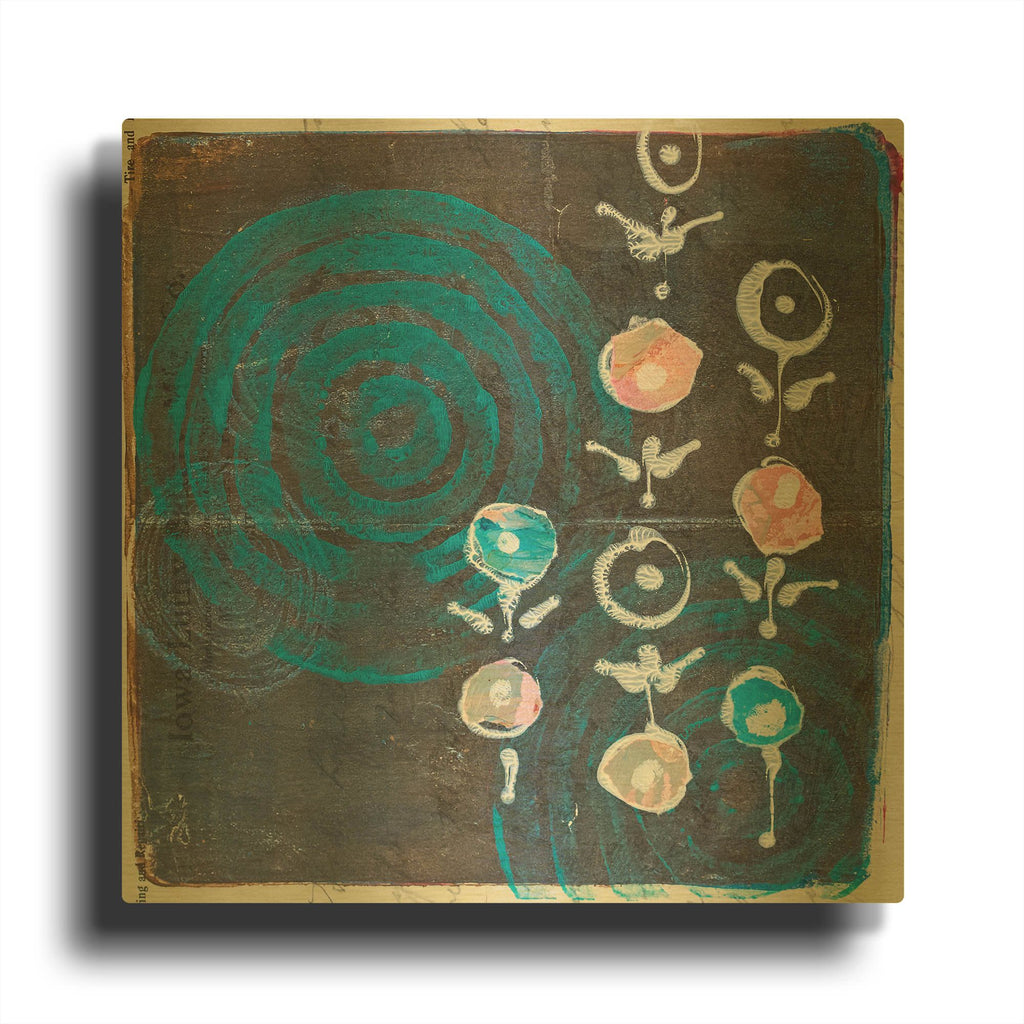 'Spiral Blooms Blue' By St. Hilaire Elizabeth Gold Metal Wall Art