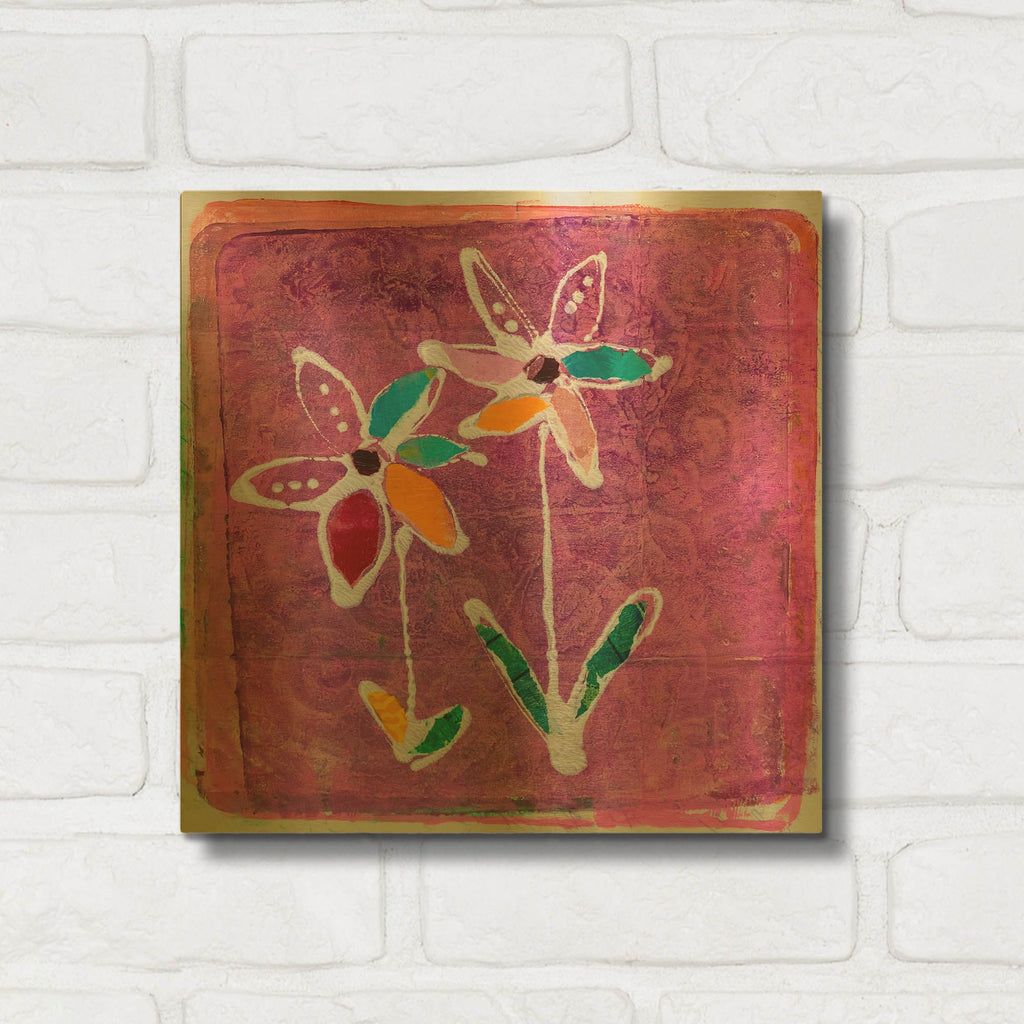 'Bubblegum Blooms' By St. Hilaire Elizabeth Gold Metal Wall Art