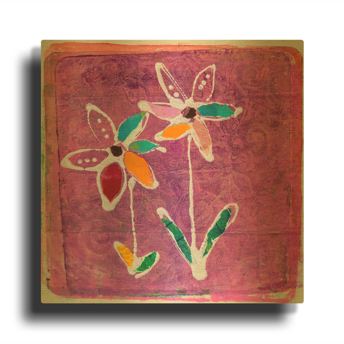 'Bubblegum Blooms' By St. Hilaire Elizabeth Gold Metal Wall Art