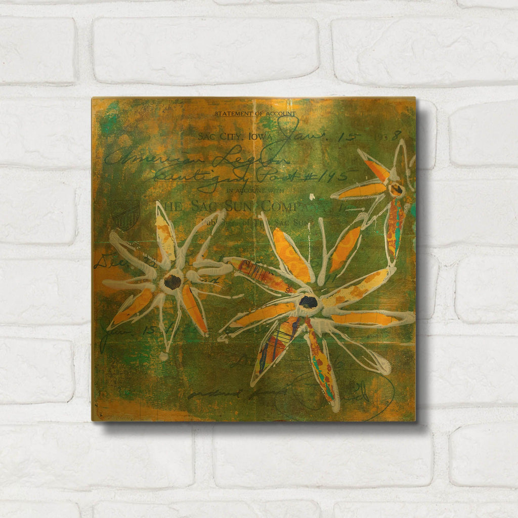 'Lime Blooms' By St. Hilaire Elizabeth Gold Metal Wall Art