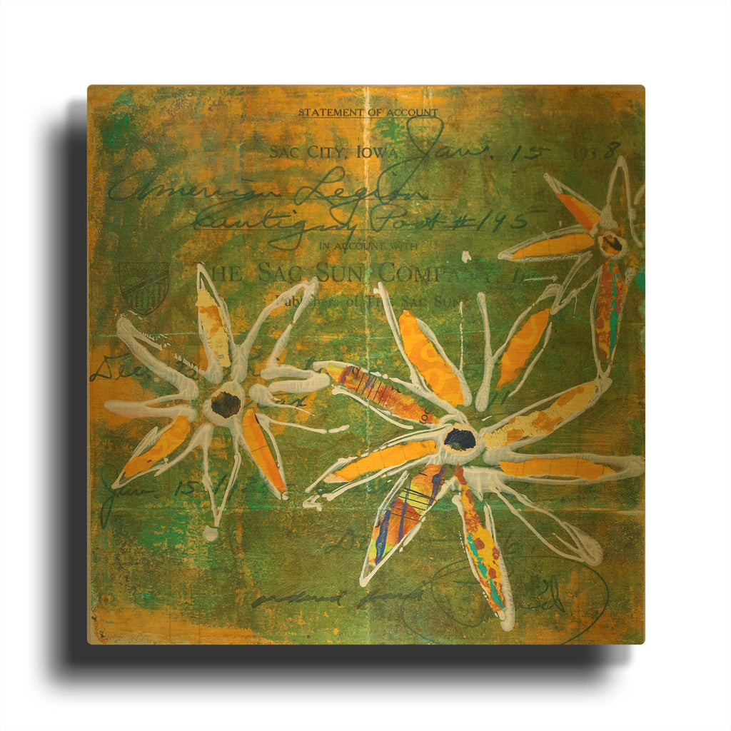 'Lime Blooms' By St. Hilaire Elizabeth Gold Metal Wall Art