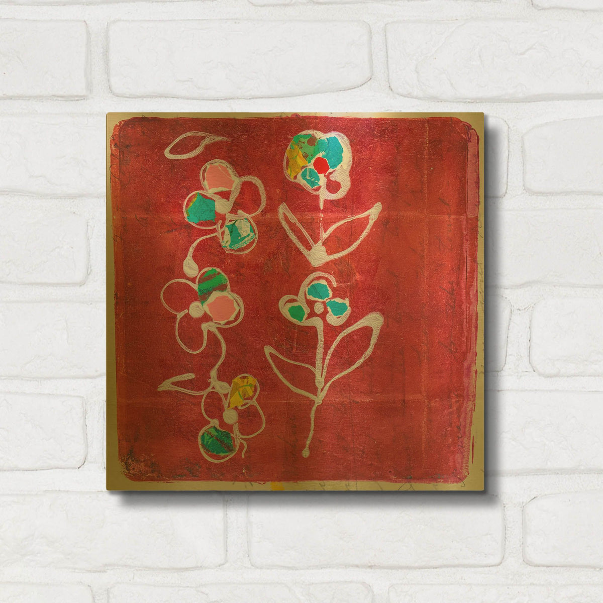 'Hot Pink Blooms' By St. Hilaire Elizabeth Gold Metal Wall Art