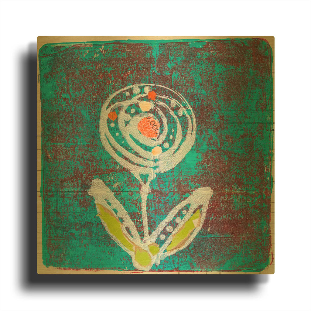 'Teal Blooms' By St. Hilaire Elizabeth Gold Metal Wall Art
