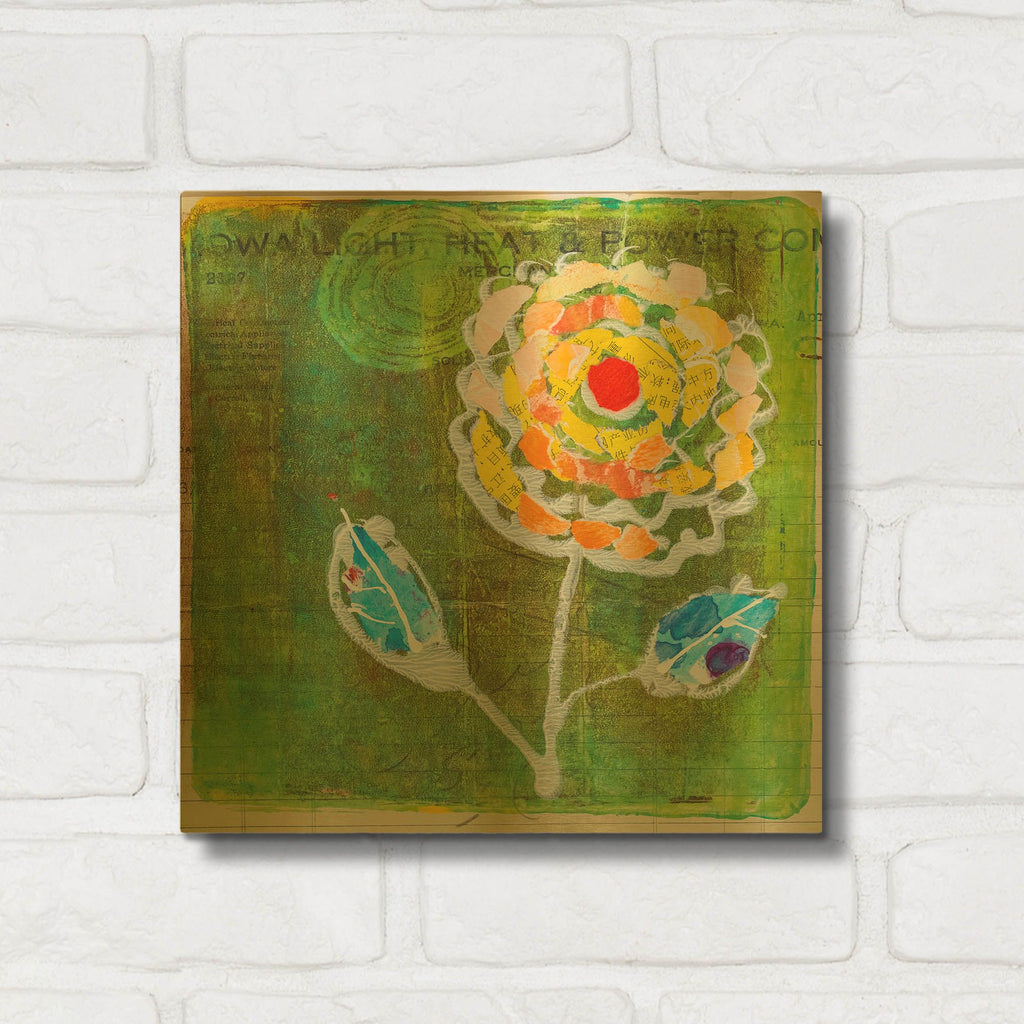 'Green Blooms' By St. Hilaire Elizabeth Gold Metal Wall Art