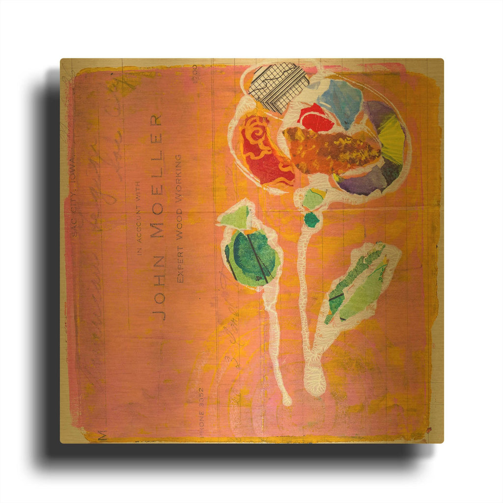 'Pink Blooms' By St. Hilaire Elizabeth Gold Metal Wall Art