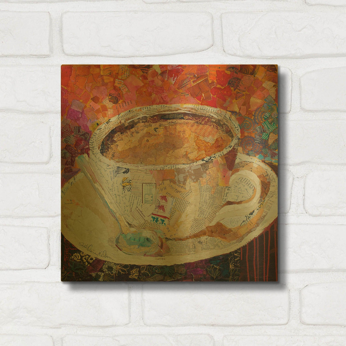 'Cup of Conversation' By St. Hilaire Elizabeth Gold Metal Wall Art