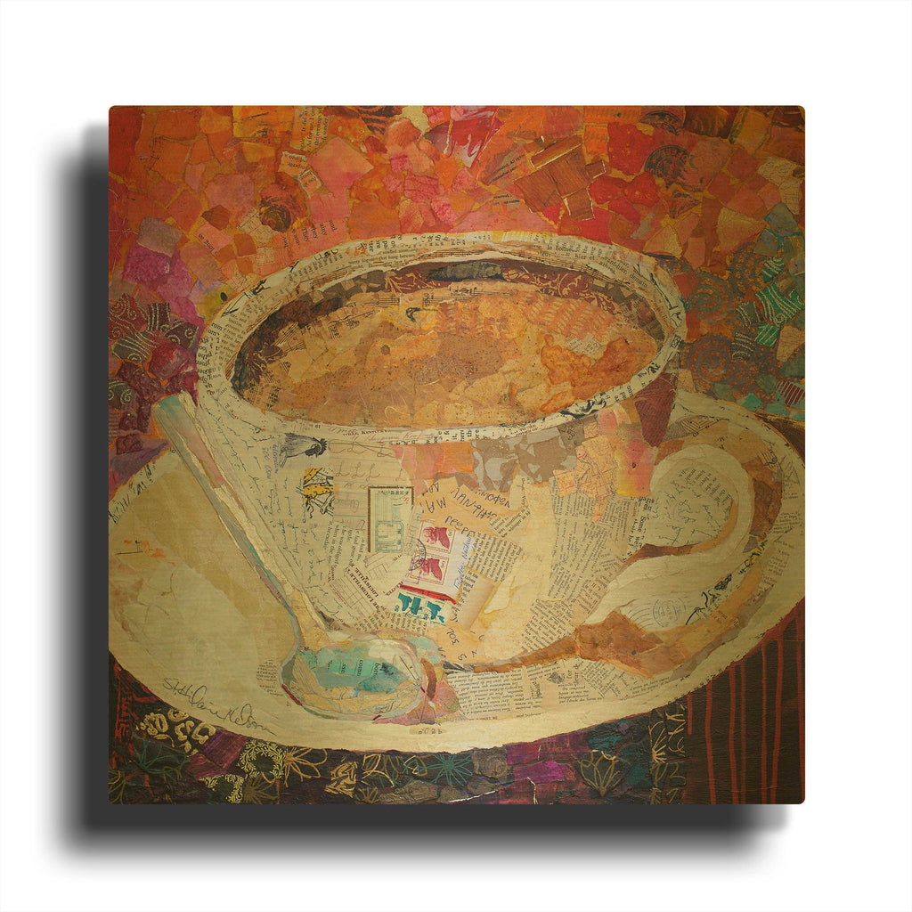 'Cup of Conversation' By St. Hilaire Elizabeth Gold Metal Wall Art
