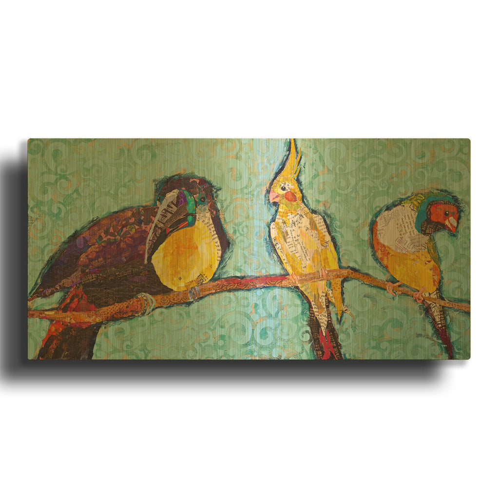 'Birds on a Wire' By St. Hilaire Elizabeth Gold Metal Wall Art