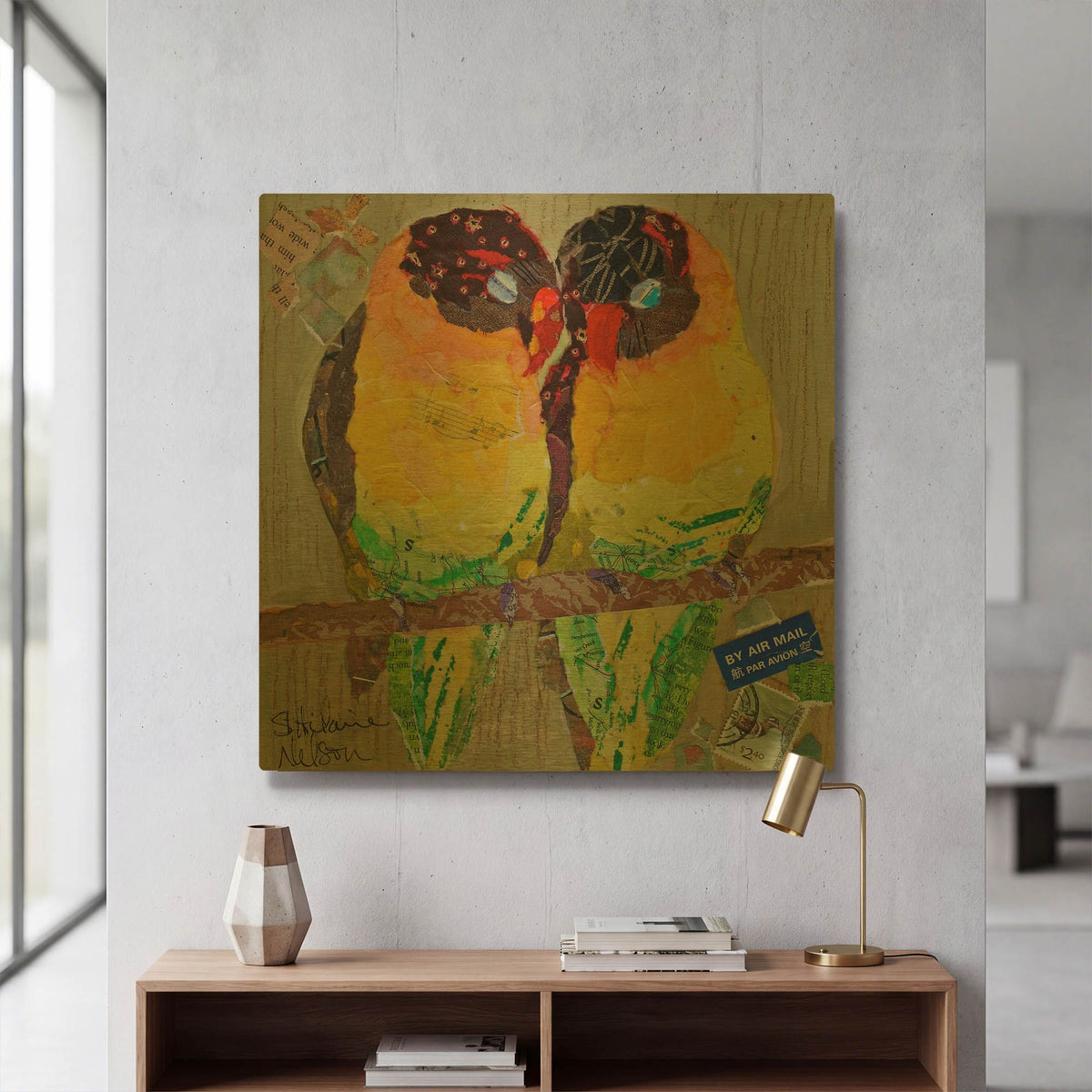 'Lovebirds Yelllow' By St. Hilaire Elizabeth Gold Metal Wall Art