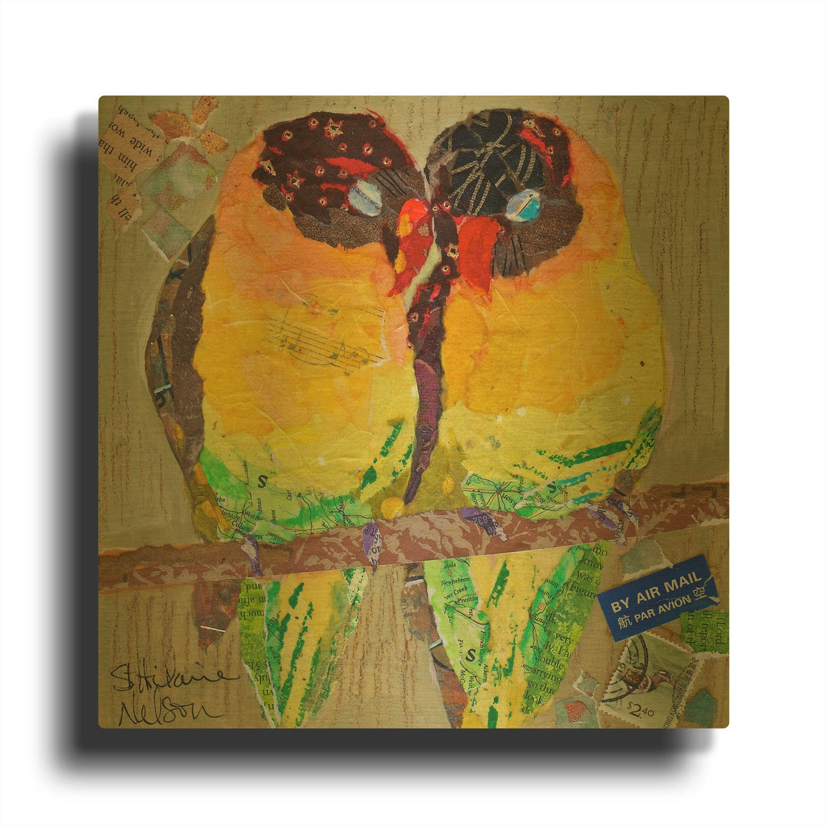 'Lovebirds Yelllow' By St. Hilaire Elizabeth Gold Metal Wall Art