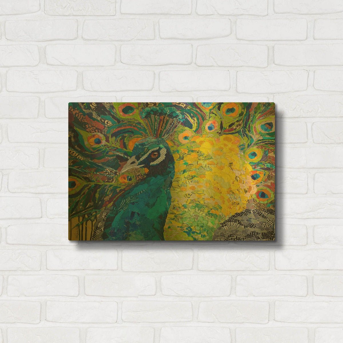 'Poised Peacock 2' By St. Hilaire Elizabeth Gold Metal Wall Art