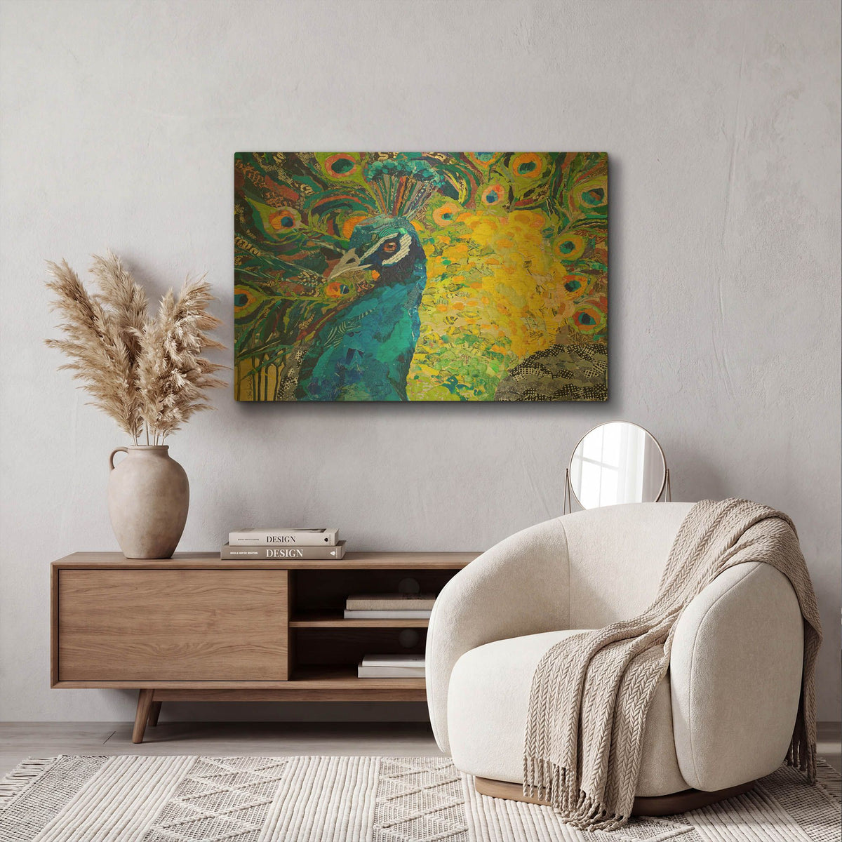 'Poised Peacock 2' By St. Hilaire Elizabeth Gold Metal Wall Art