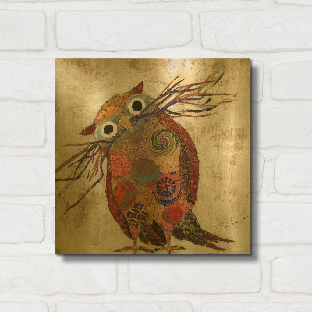 'Curious Owl 2' By St. Hilaire Elizabeth Gold Metal Wall Art