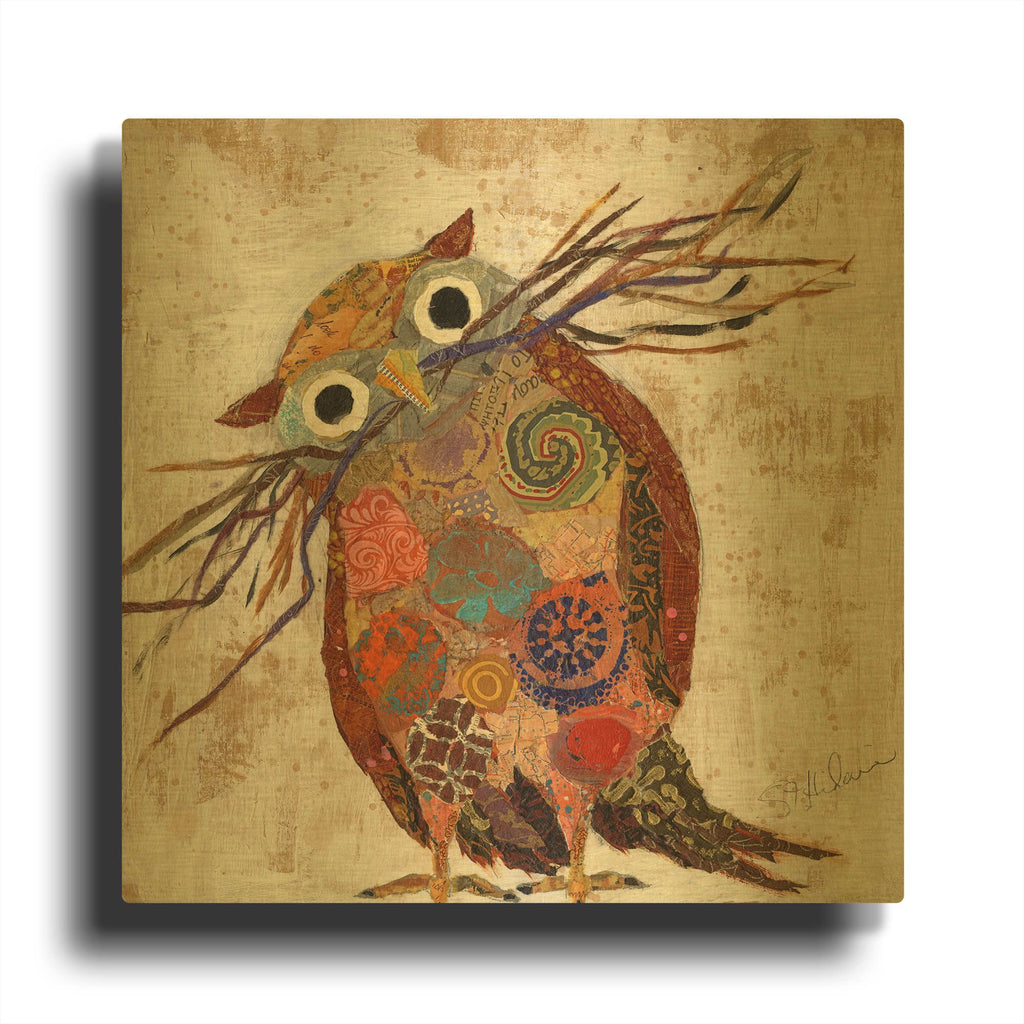 'Curious Owl 2' By St. Hilaire Elizabeth Gold Metal Wall Art