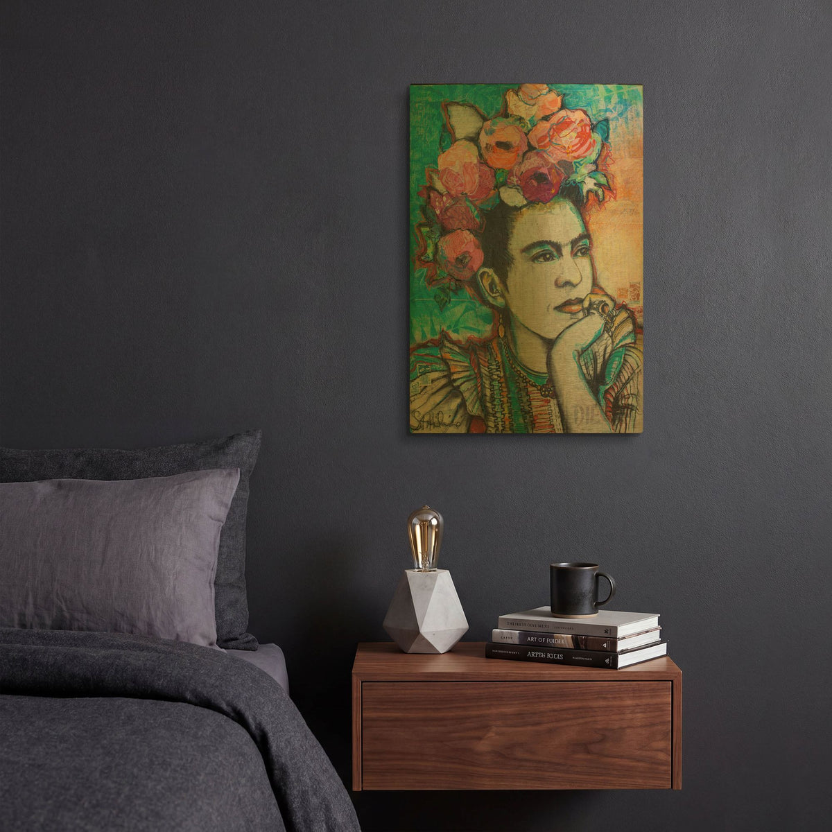 'Frida and Florals' By St. Hilaire Elizabeth Gold Metal Wall Art