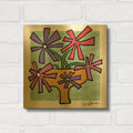 'Abstract Floral on Mint' By St. Hilaire Elizabeth Gold Metal Wall Art