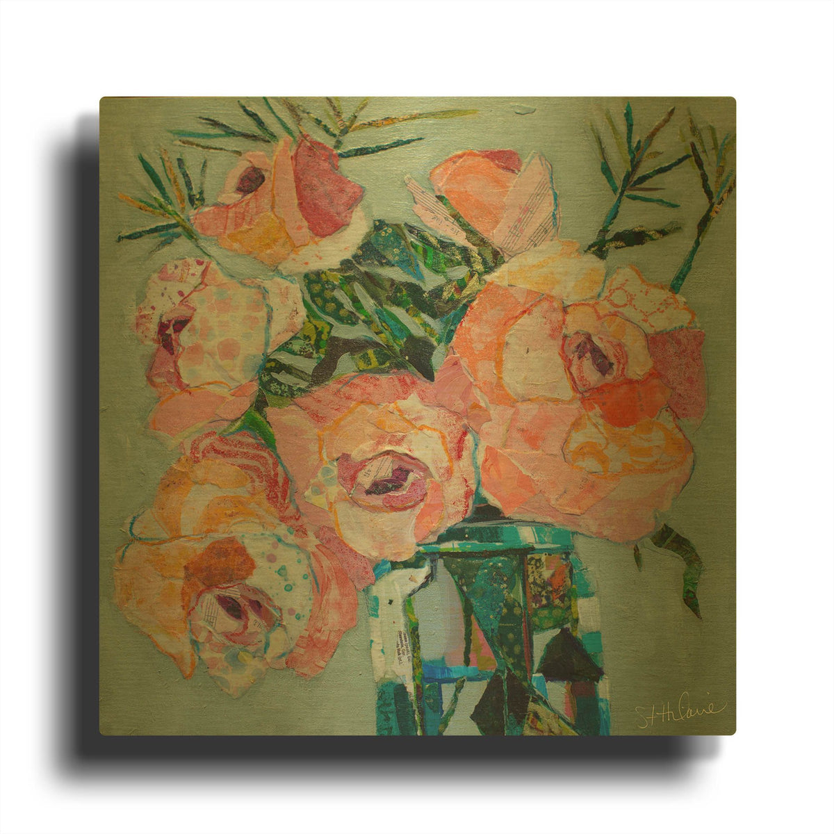 'Pink Pearl 2' By St. Hilaire Elizabeth Gold Metal Wall Art