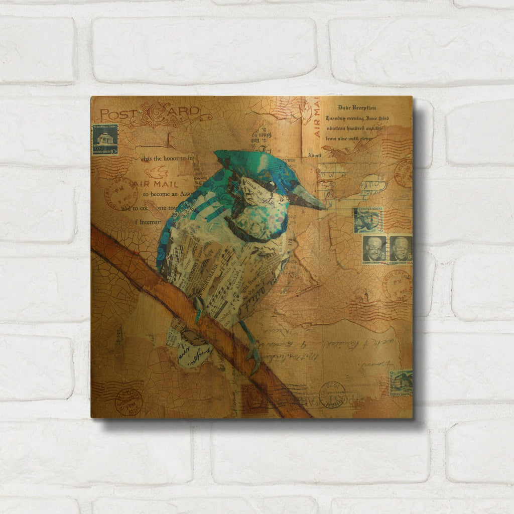 'Blue Jay US Mail' By St. Hilaire Elizabeth Gold Metal Wall Art