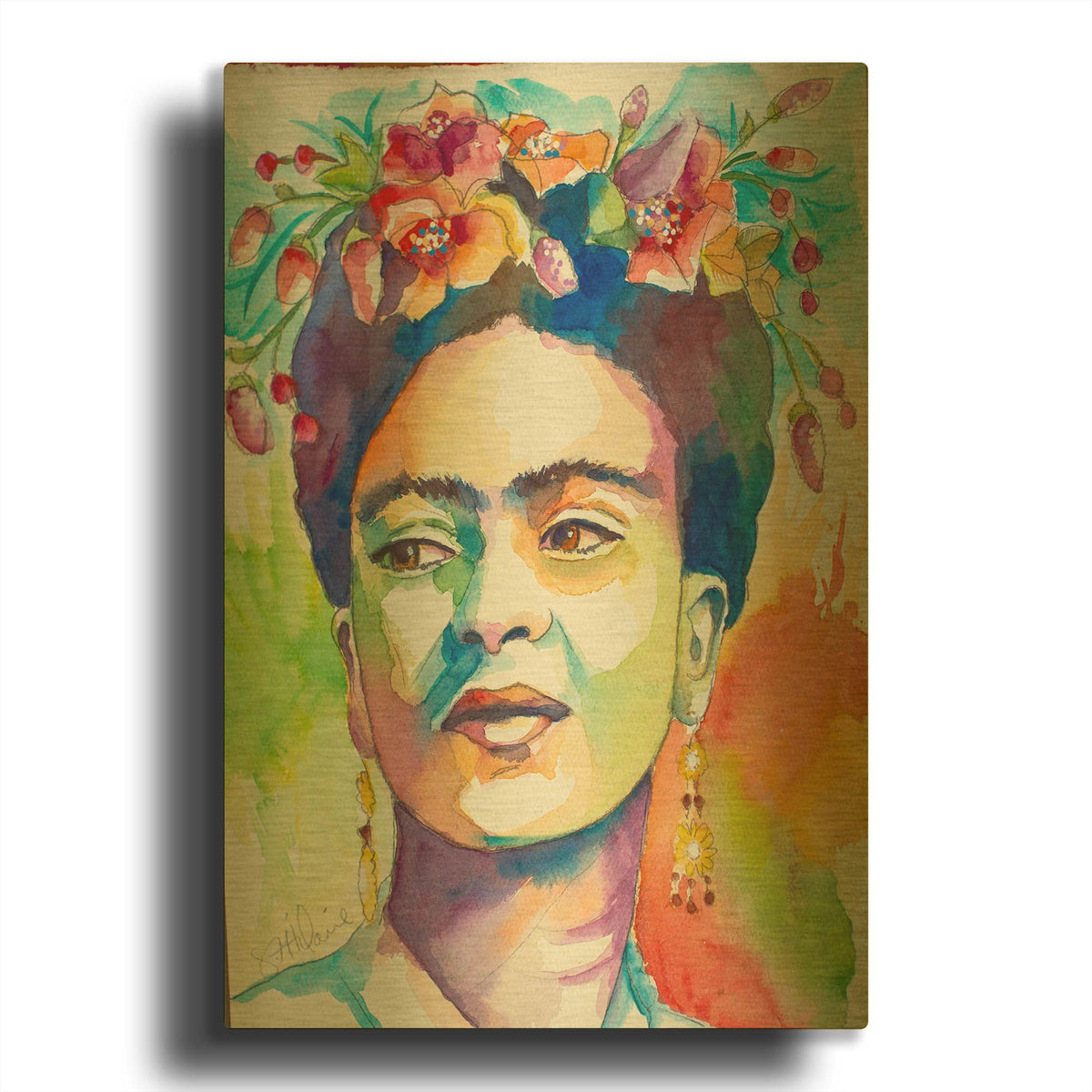 'Frida with Side Glance' By St. Hilaire Elizabeth Gold Metal Wall Art