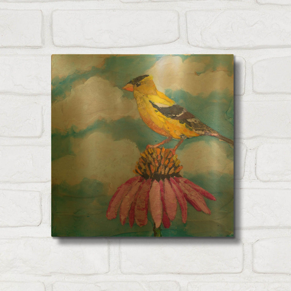 'Blue Sky Finch' By St. Hilaire Elizabeth Gold Metal Wall Art