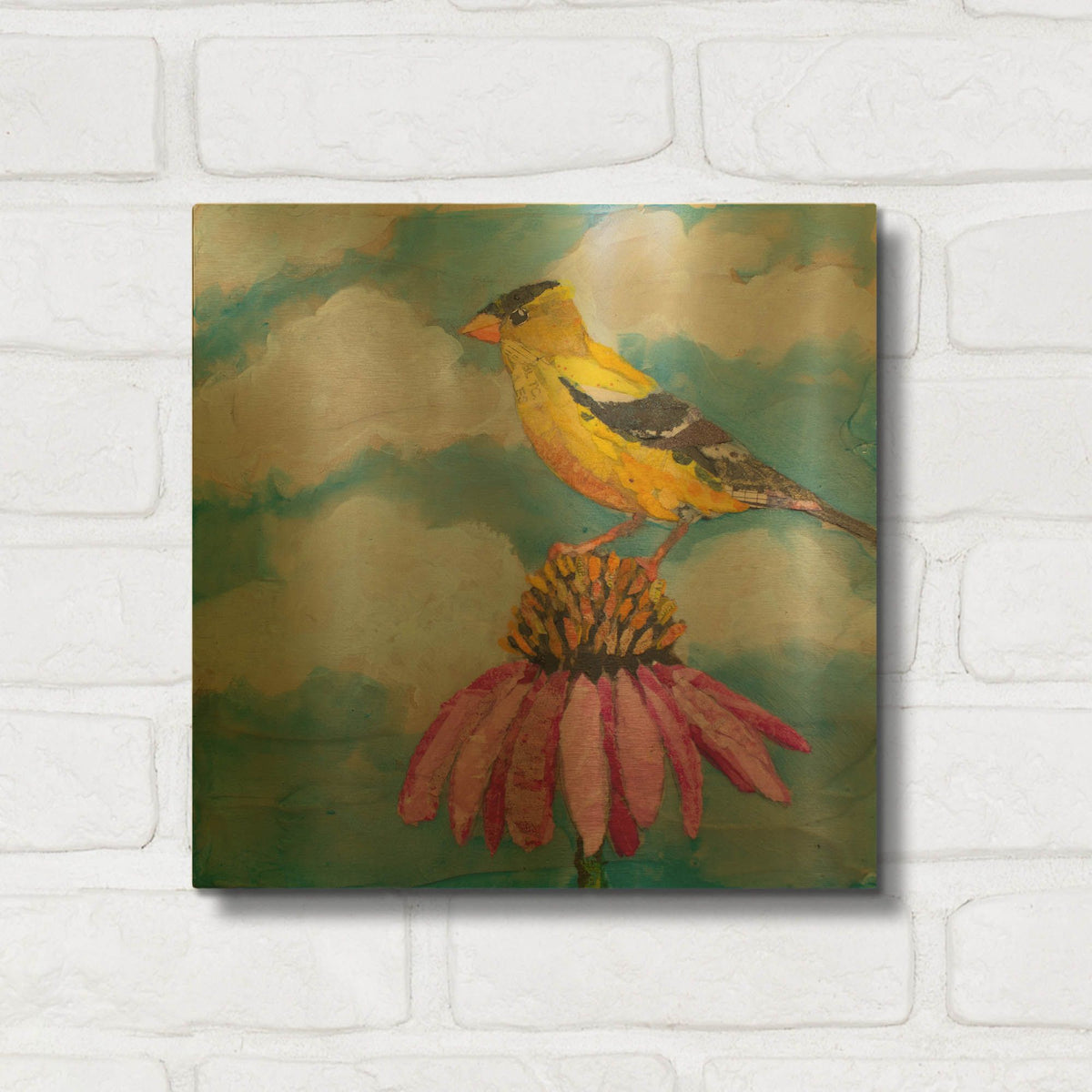 'Blue Sky Finch' By St. Hilaire Elizabeth Gold Metal Wall Art