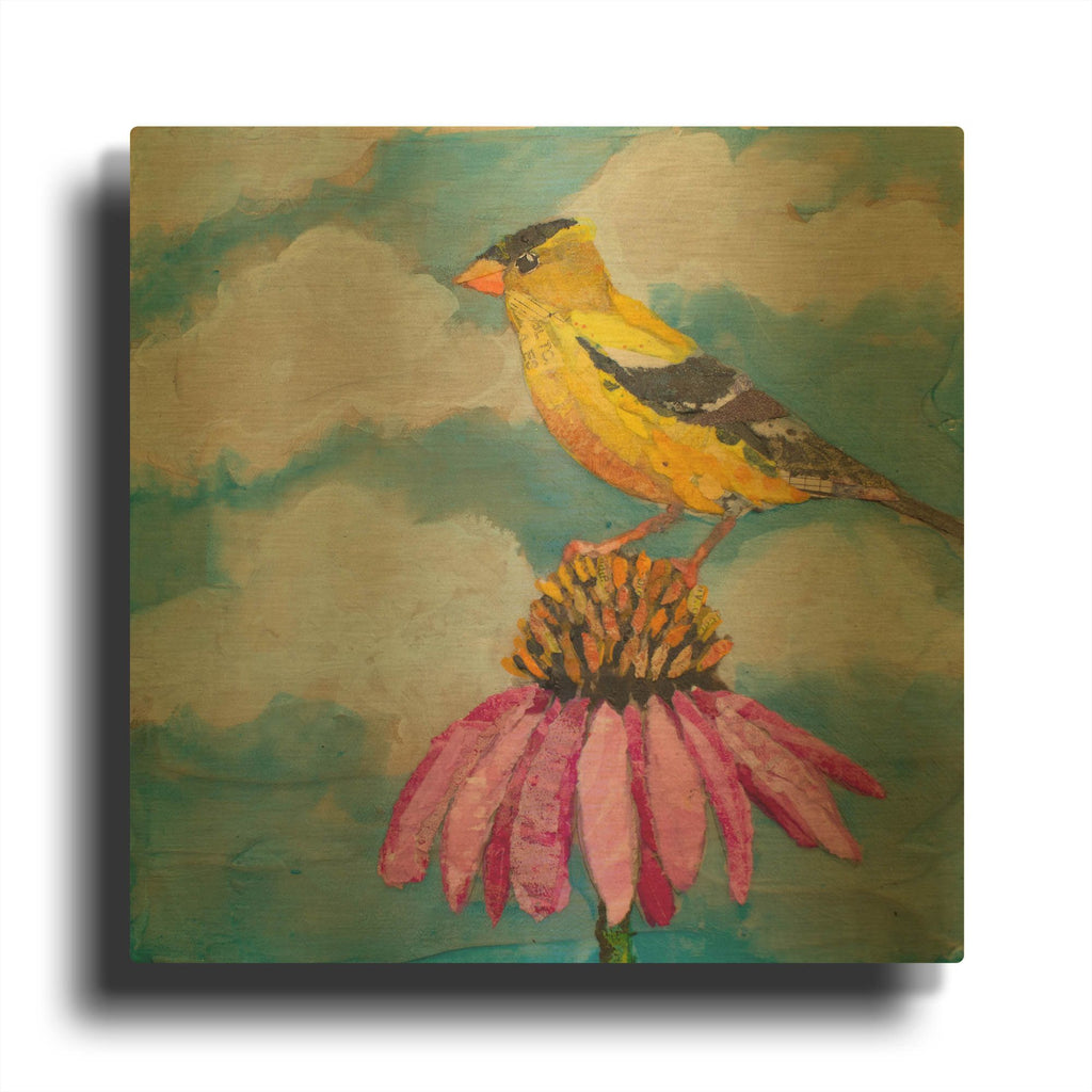 'Blue Sky Finch' By St. Hilaire Elizabeth Gold Metal Wall Art